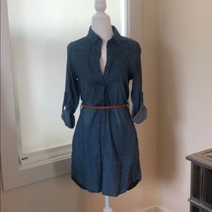 Denim Shirt Dress with POCKETS